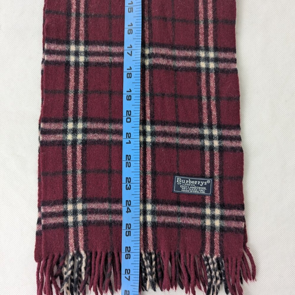 Burberry Lambswool Check Scarf Maroon | Unisex | Designer | Quick Ship - Picture 4 of 6
